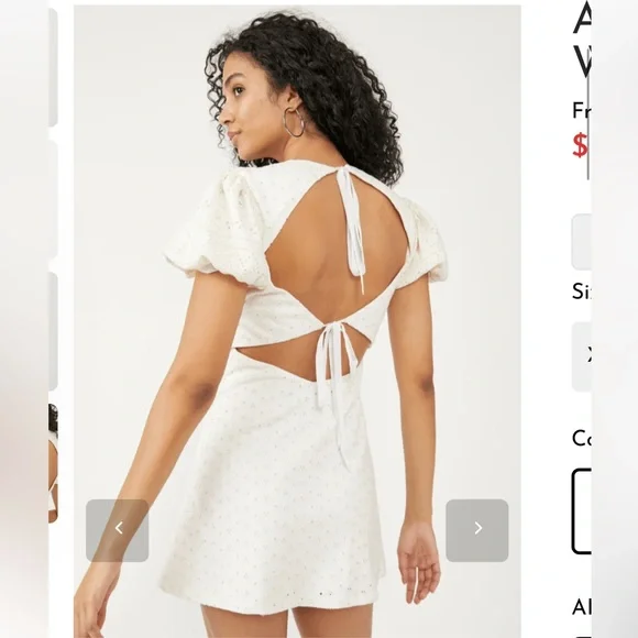 Free People Apricot Rose Mini Dress. Eyelet dress - Picture 3 of 14